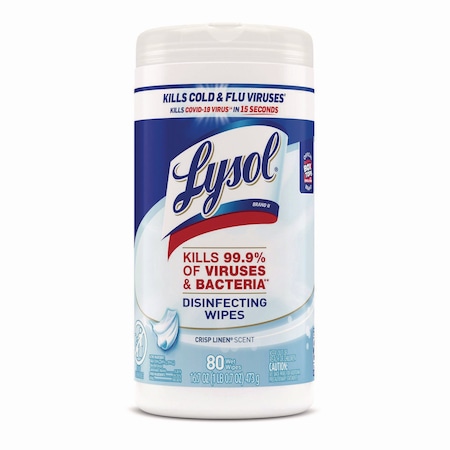 Lysol Disinfecting Wipes, Canister, Crisp Linen, White 19200-89346